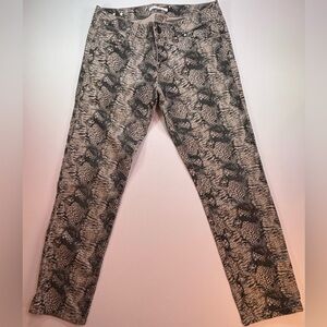 CAbi Snakeskin Print Jeans Neutral Tones Denim Pants Size 4